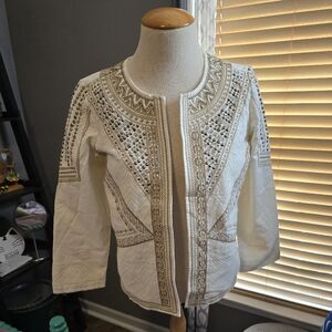 Exquisite Embellished White Jacket by Chico's